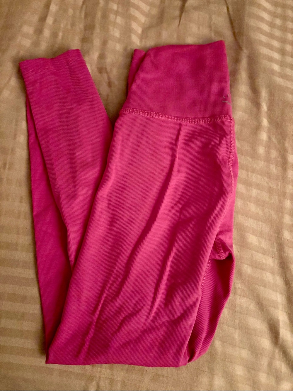 Beyond Yoga Hot Pink High-Waist Ribbed Leggings